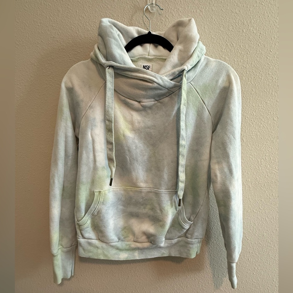 NSF Women's Cowl Neck Tie-Dye Sweater - Green and Gray